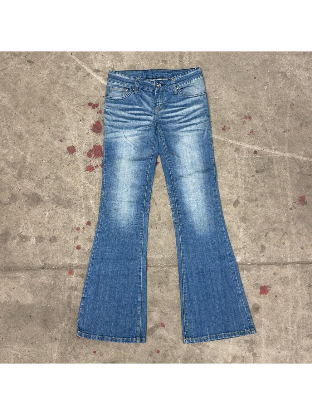 Vintage Y2K Ultra Low Rise Jeans Faded Sandblasted Vero Moda Denim